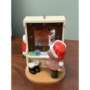 1989 Hallmark Lighted Ornament Beary Christmas 🎄 Bear In Mirror 🪞light Up